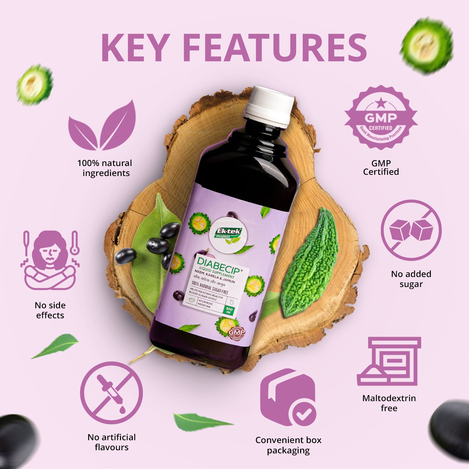 Diabecip Neem Karela Jamun Juice EK TEK PHARMA