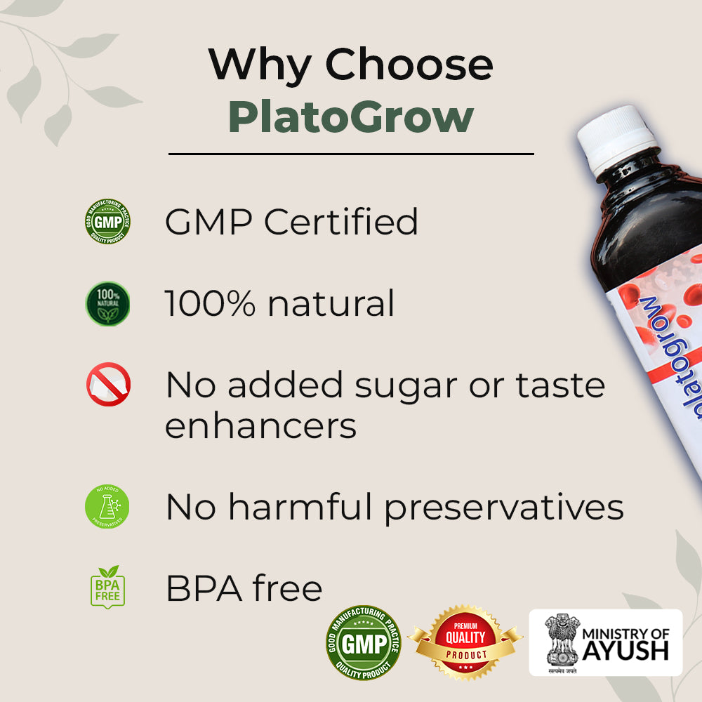Platogrow Syrup & Tablet | Natural Platelet Booster | Blood and Platelets | 500ml