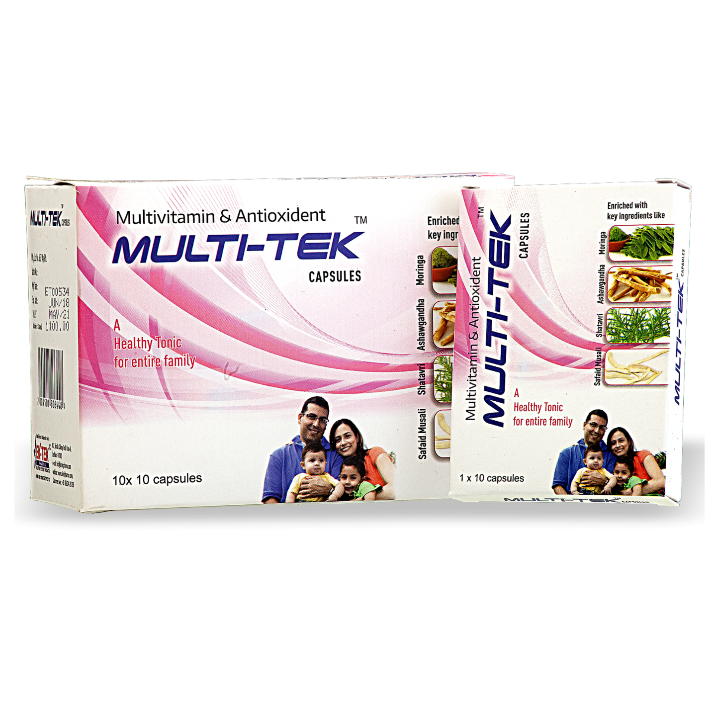 Multi-Tek Capsules & Syrup | Natural Multivitamins | Energy & Vitality | 10x10 (Capsules) 200ml (syrup) | Pack of 2 (Syrup) | Ektek Pharma